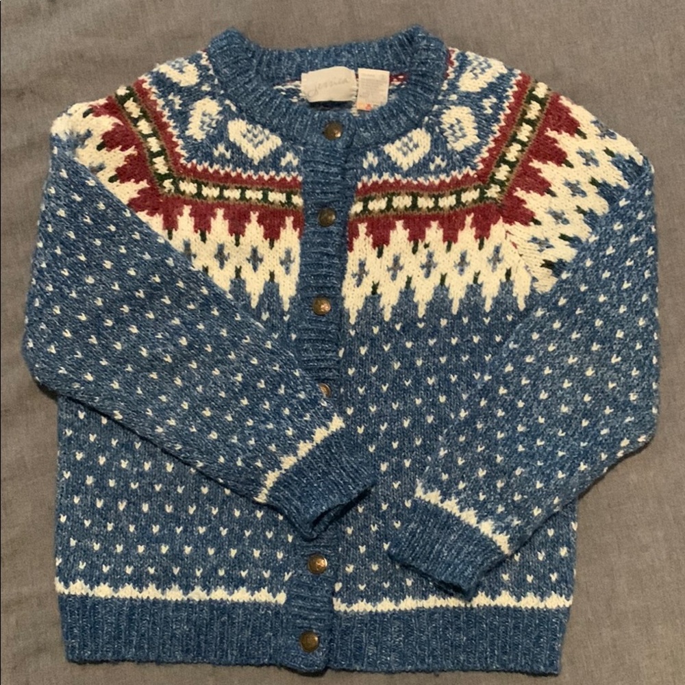 M❣️Vintage Jessica Sears Norway-Style Blue Cardigan – Soft & Warm